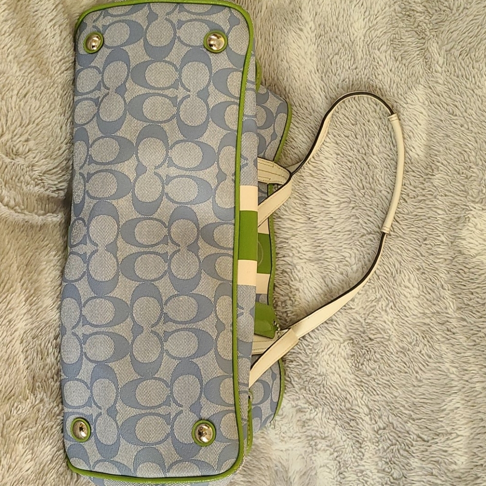 Coach Purse, medium, green/ blue/ cream - Picture 9 of 9